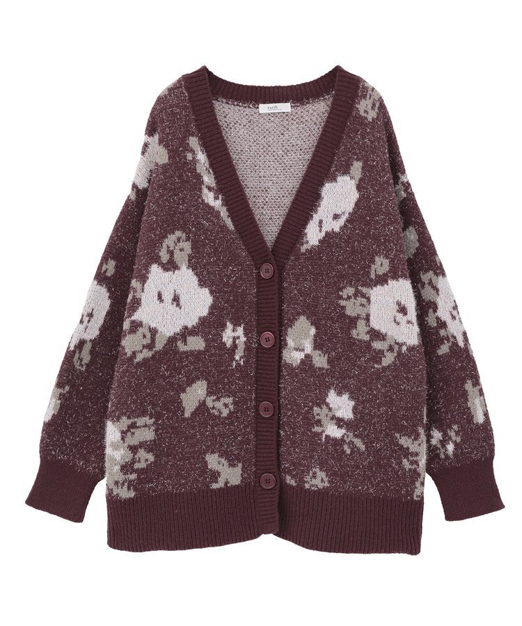 earth music&ecology「フラワージャガードラメシャギーカーディガン」|カーディガン|