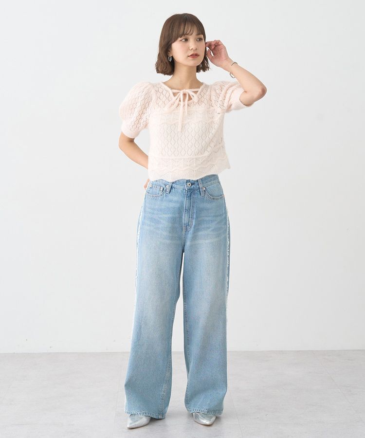 earth music&ecology「キャットヤーン透かし編みニットプルオーバー」|ニット・セーター|