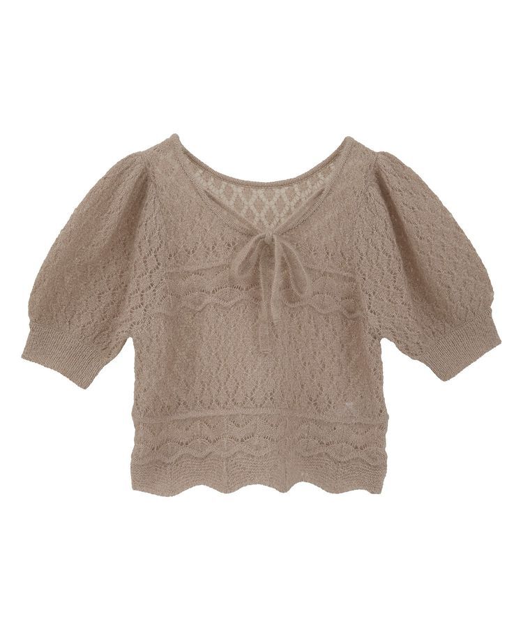 earth music&ecology「キャットヤーン透かし編みニットプルオーバー」|ニット・セーター|