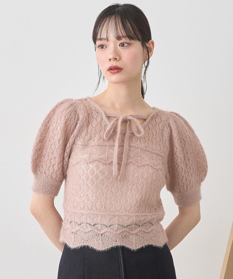 earth music&ecology「キャットヤーン透かし編みニットプルオーバー」|ニット・セーター|Beige