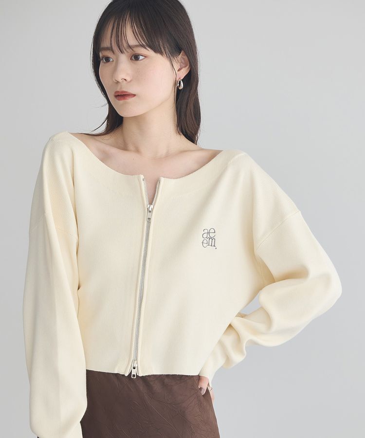 earth music&ecology「ダブルジップロゴニットプルオーバー」|ニット・セーター|
