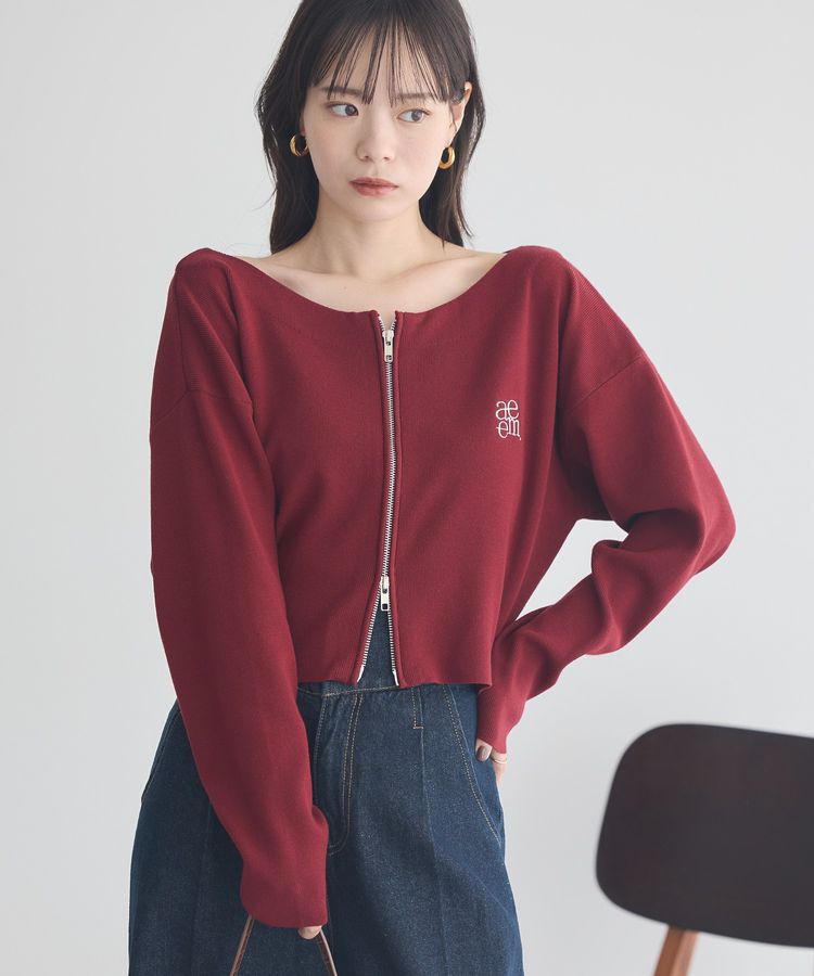 earth music&ecology「ダブルジップロゴニットプルオーバー」|ニット・セーター|