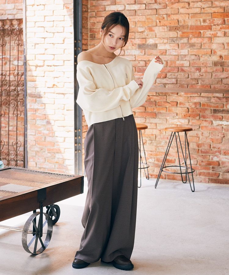 earth music&ecology「ダブルジップロゴニットプルオーバー」|ニット・セーター|