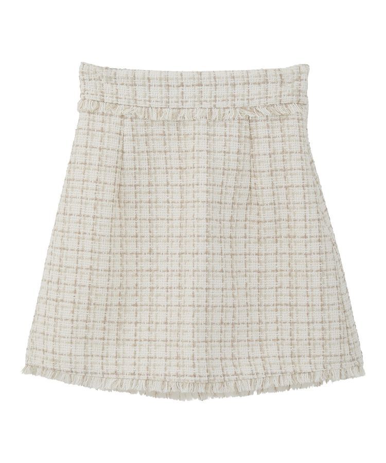 earth music&ecology「フリンジツイードミニスカート」|タイト|