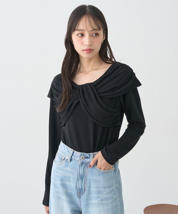 earth music&ecology「リボンライクドレーププルオーバー」|Tシャツ・カットソー|