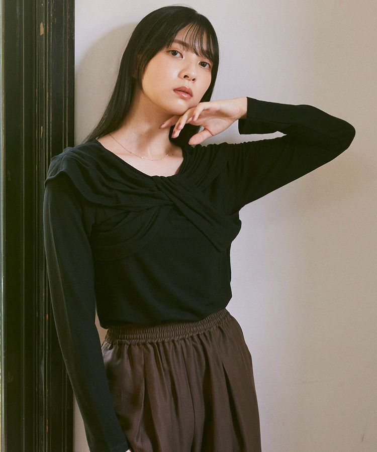 earth music&ecology「リボンライクドレーププルオーバー」|Tシャツ・カットソー|