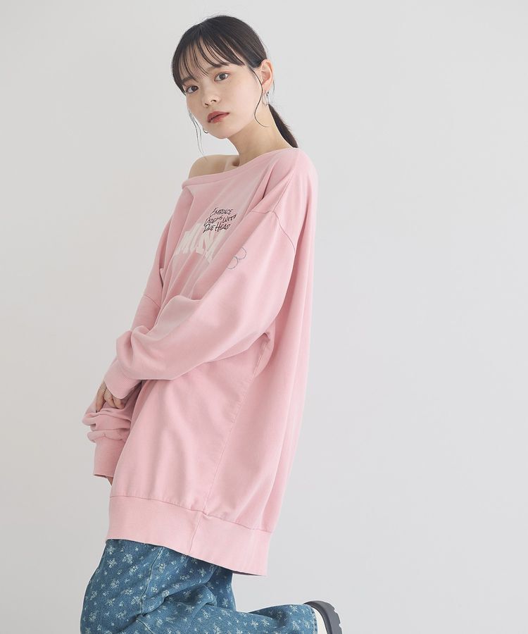 earth music&ecology「ランダム刺繍オフショルプルオーバー」|スウェット・ジャージ|