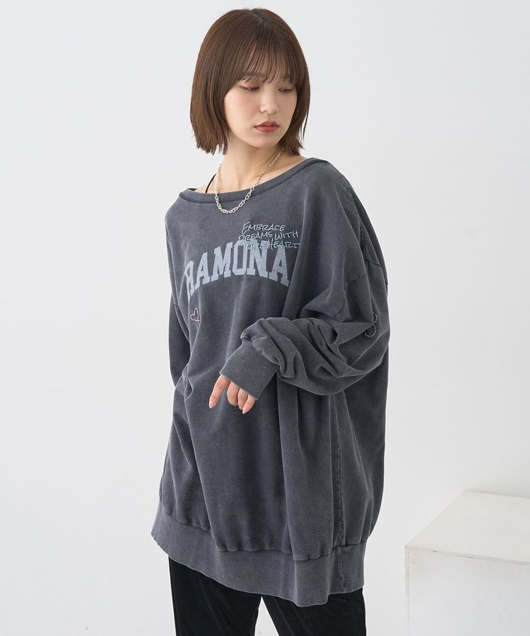 earth music&ecology「ランダム刺繍オフショルプルオーバー」|スウェット・ジャージ|