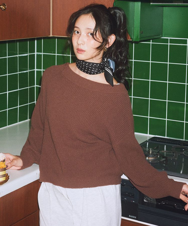 earth music&ecology「パウダーシャギー畦プルオーバー」|ニット・セーター|Brown