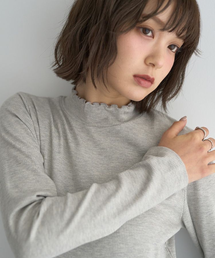 earth music&ecology「ラメテレコハイネックプルオーバー」|Tシャツ・カットソー|