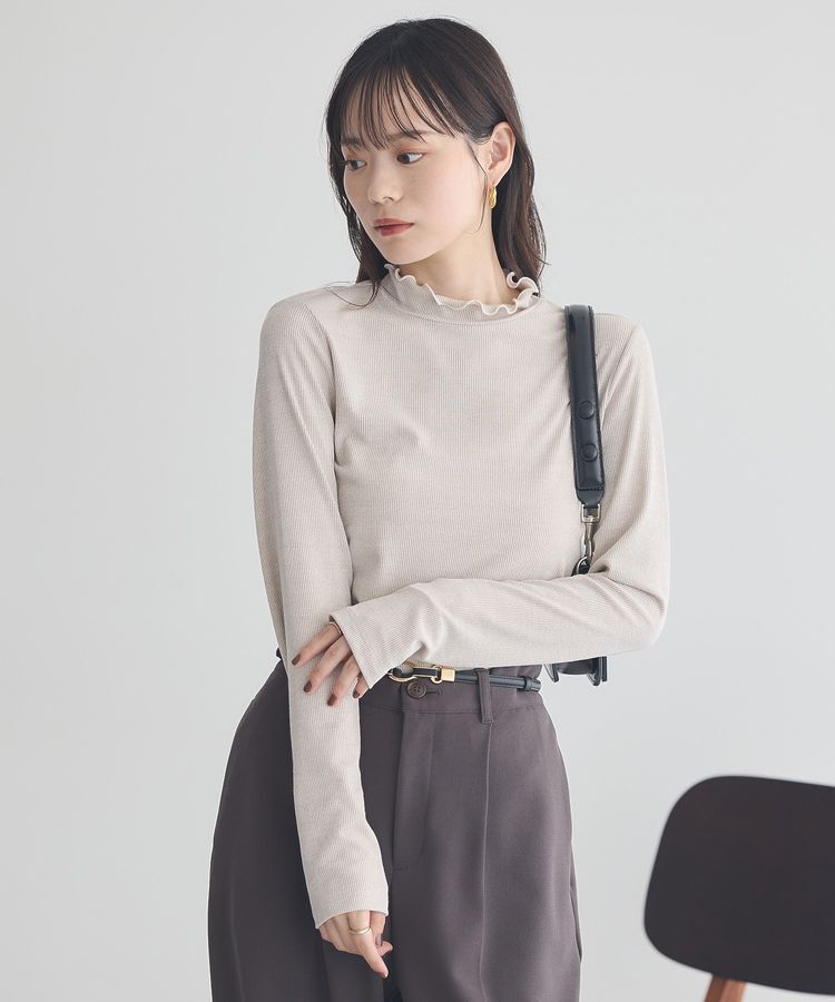 earth music&ecology「ラメテレコハイネックプルオーバー」|Tシャツ・カットソー|