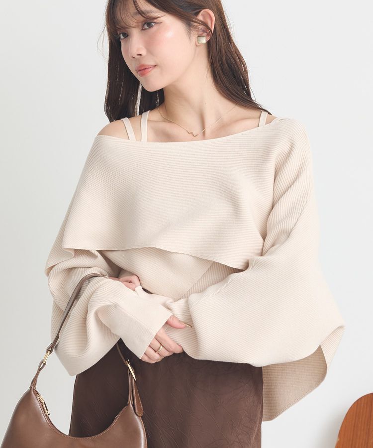 earth music&ecology「SET2点クロスニット+キャミソール」|ニット・セーター|Ivory