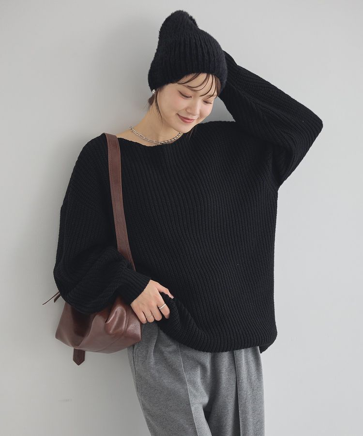 earth music&ecology「アンチピリングクロスネックルーズニット」|チュニック|