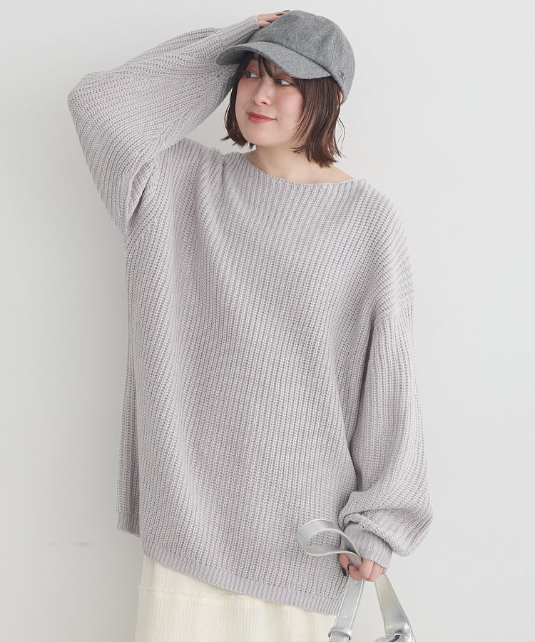 earth music&ecology「アンチピリングクロスネックルーズニット」|チュニック|