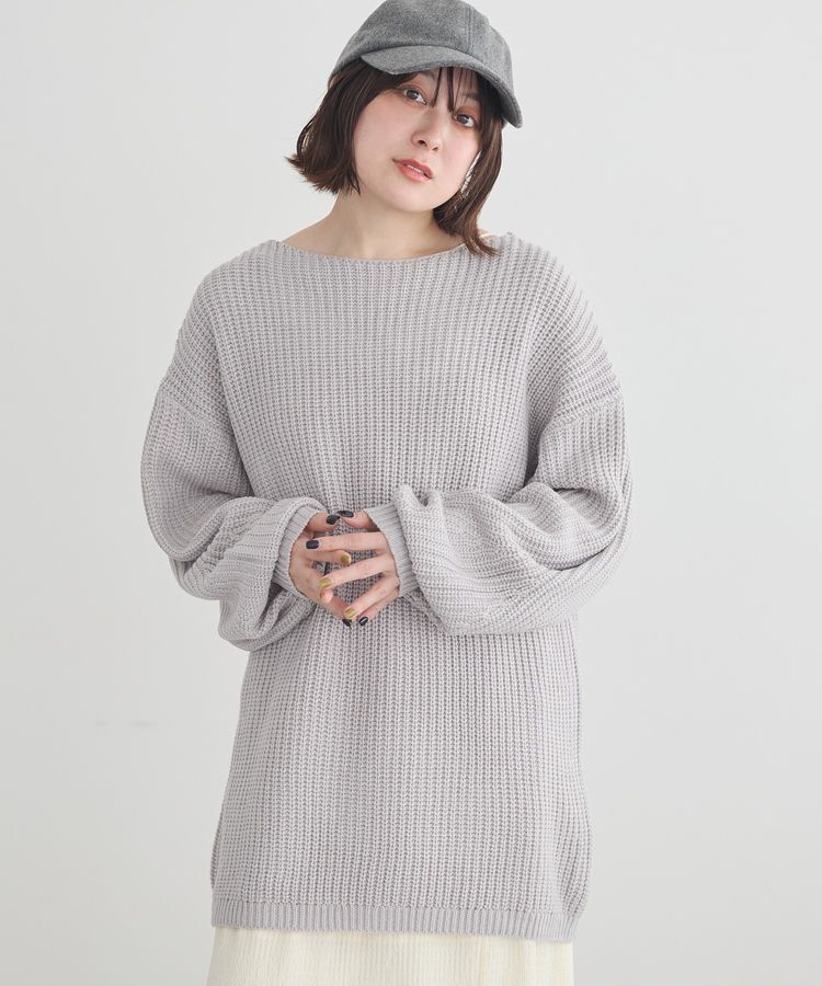 earth music&ecology「アンチピリングクロスネックルーズニット」|チュニック|