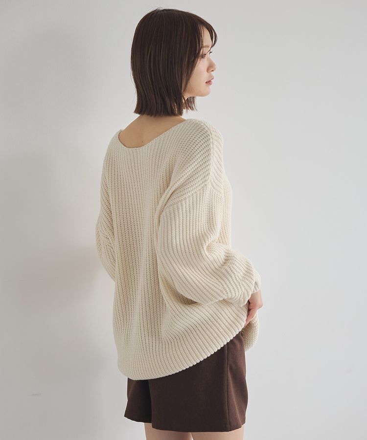 earth music&ecology「アンチピリングクロスネックルーズニット」|チュニック|