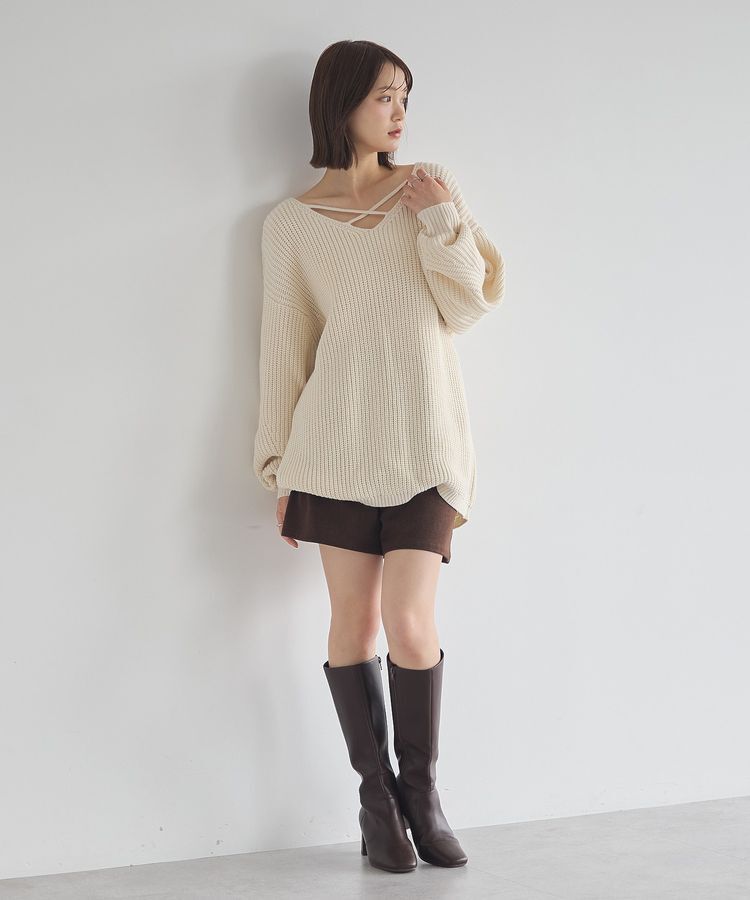 earth music&ecology「アンチピリングクロスネックルーズニット」|チュニック|