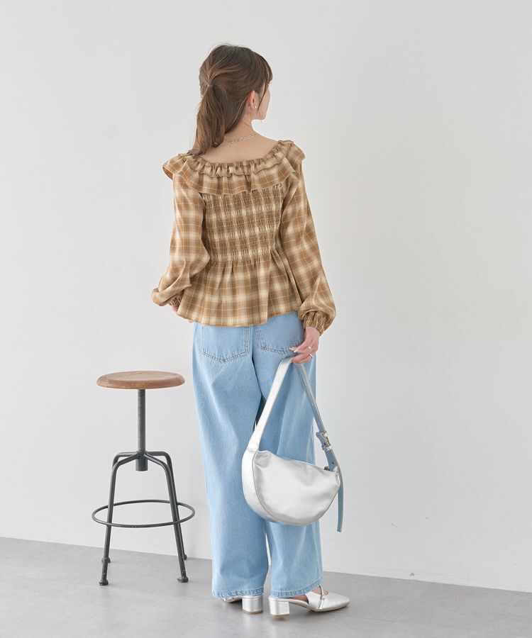 earth music&ecology「チェックシャーリングブラウス」|シャツ・ブラウス|