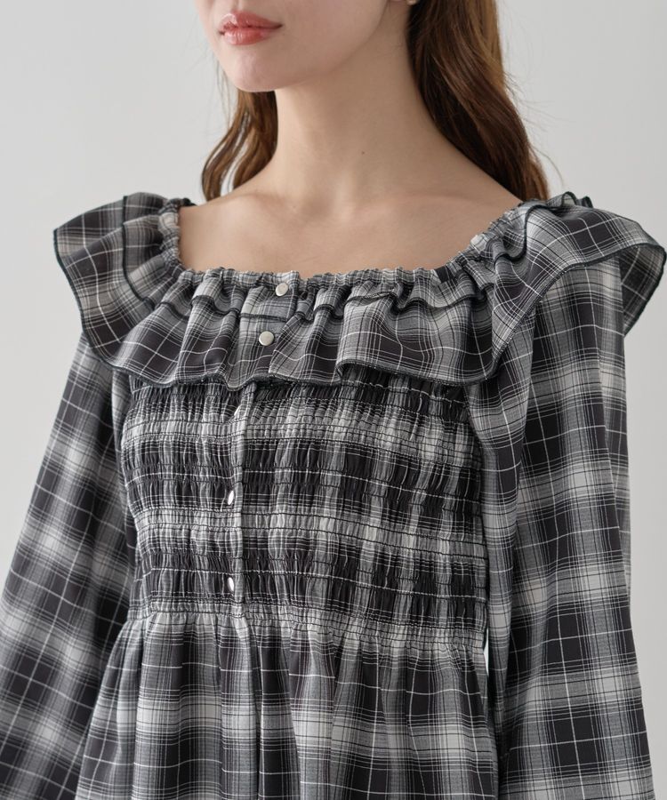 earth music&ecology「チェックシャーリングブラウス」|シャツ・ブラウス|