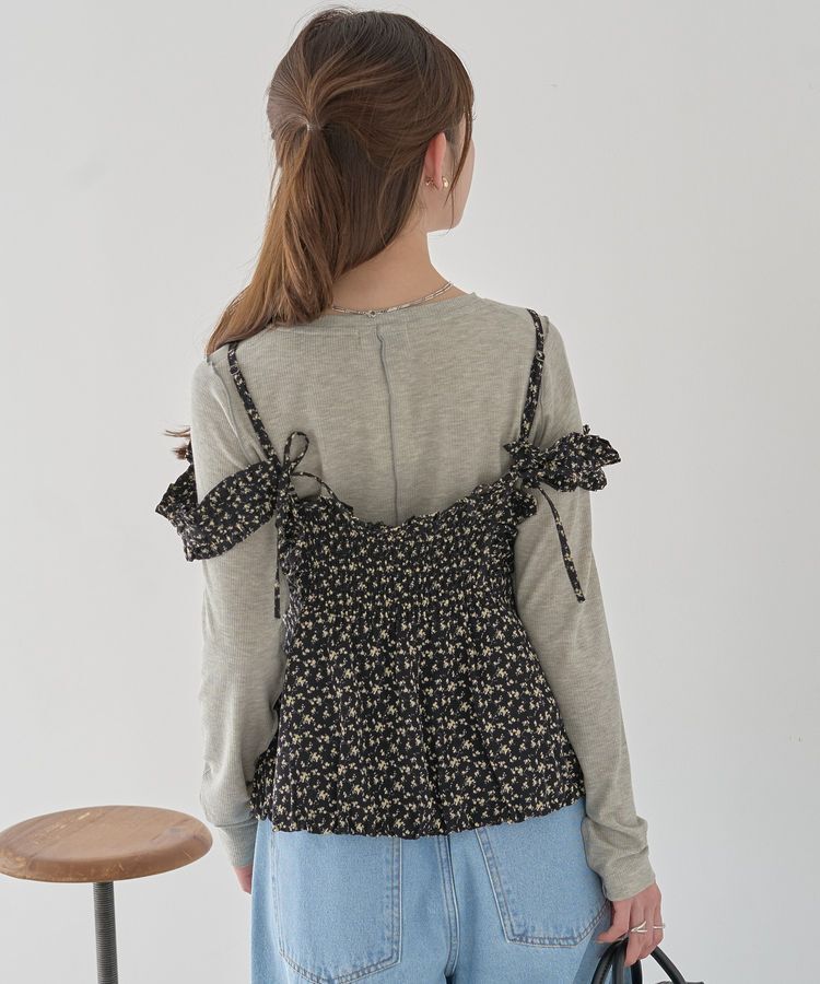 earth music&ecology「フラワーペプラムビスチェ」|ベスト・ジレ|