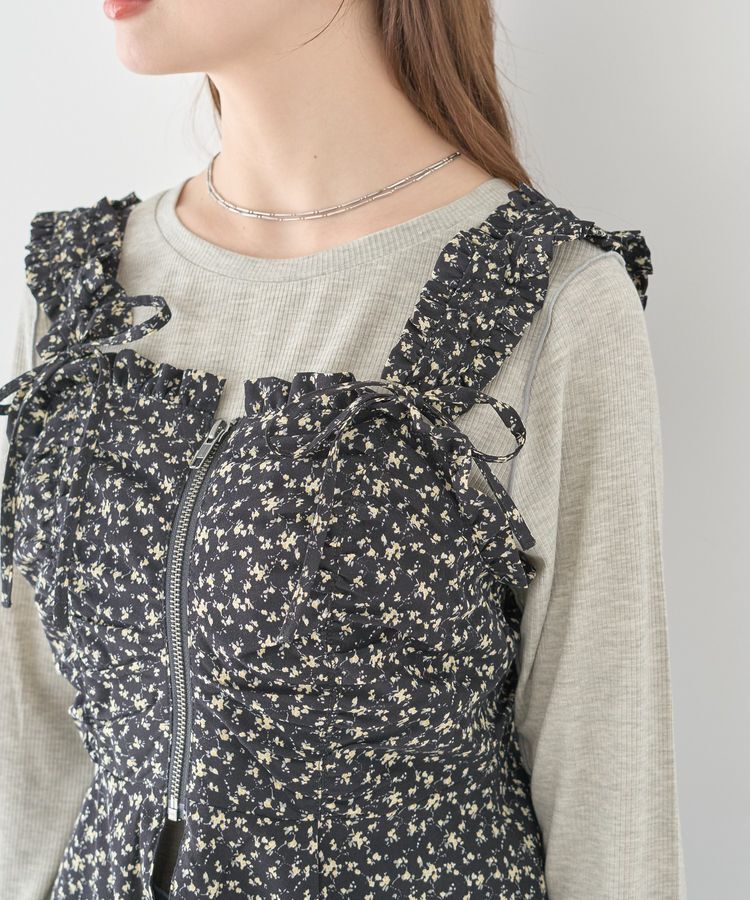 earth music&ecology「フラワーペプラムビスチェ」|ベスト・ジレ|