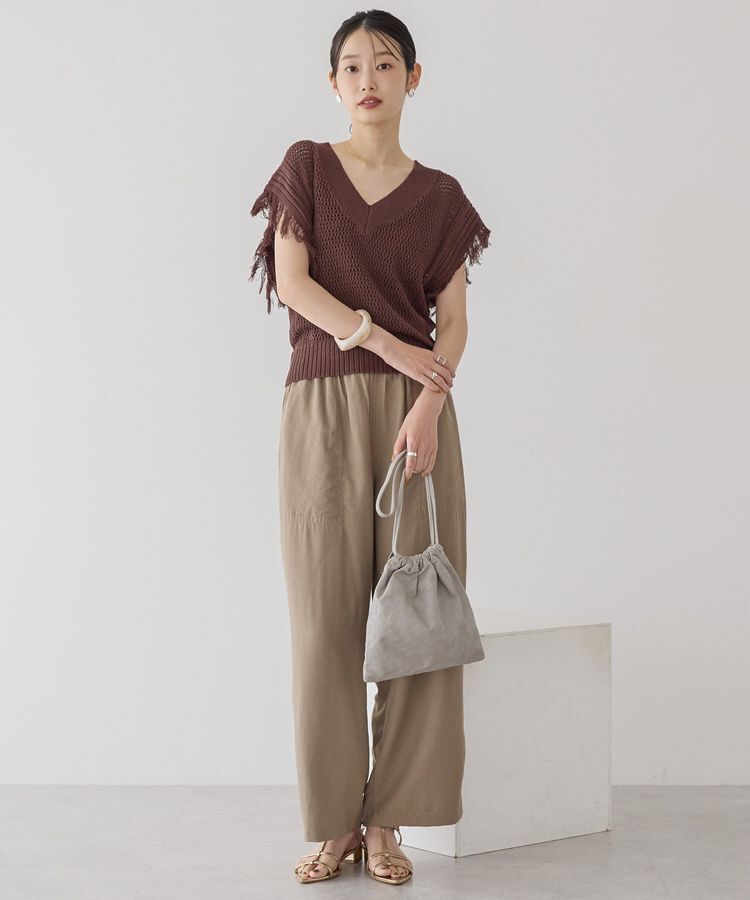 AMERICAN HOLIC「袖フリンジショート丈プルオーバー」|ニット・セーター|