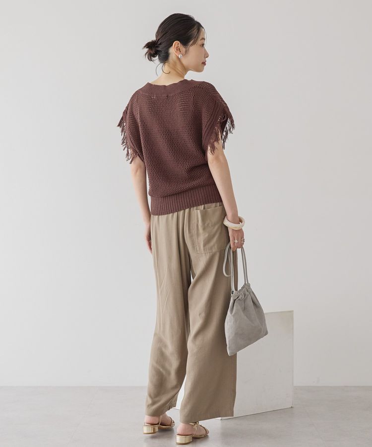 AMERICAN HOLIC「袖フリンジショート丈プルオーバー」|ニット・セーター|