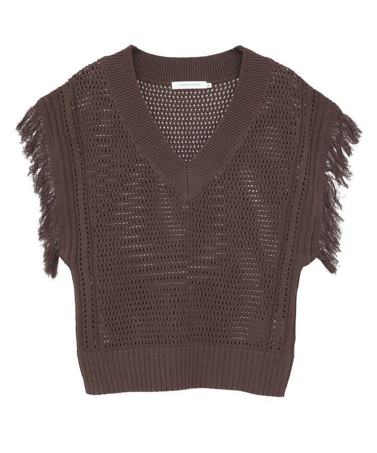 AMERICAN HOLIC「袖フリンジショート丈プルオーバー」|ニット・セーター|