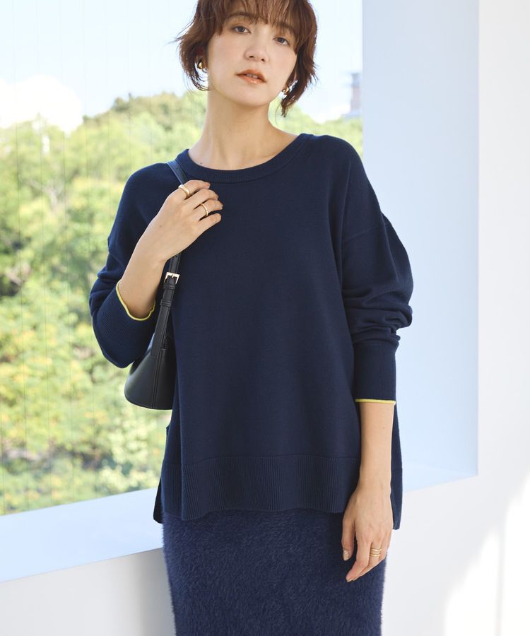 AMERICAN HOLIC「【配色】バイパチクルーネックニットプルオーバー＜静電気軽減＞」|ニット・セーター|