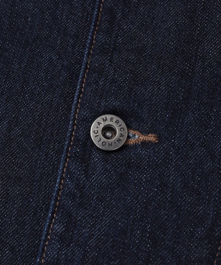 AMERICAN HOLIC「ノーカラーデニムカバーオール」|テーラードジャケット|