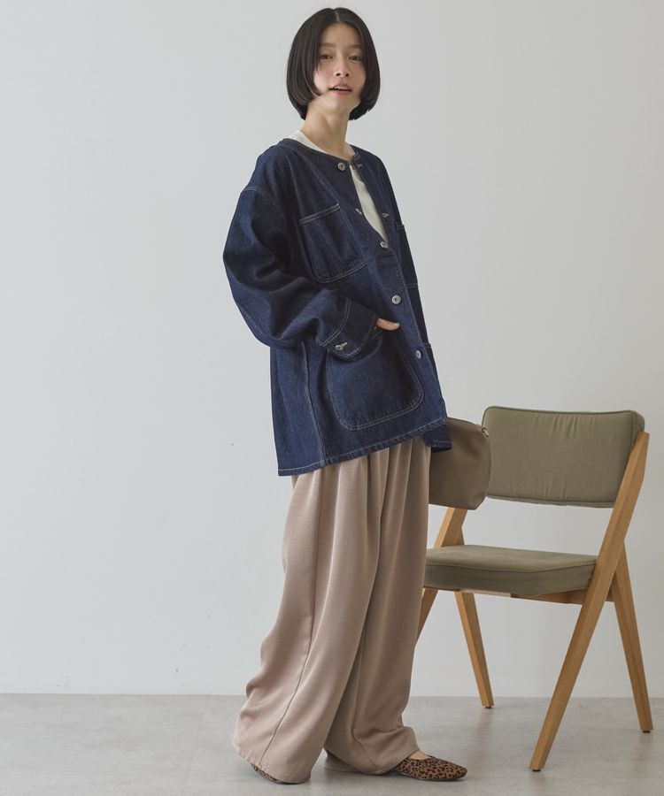 AMERICAN HOLIC「ノーカラーデニムカバーオール」|テーラードジャケット|