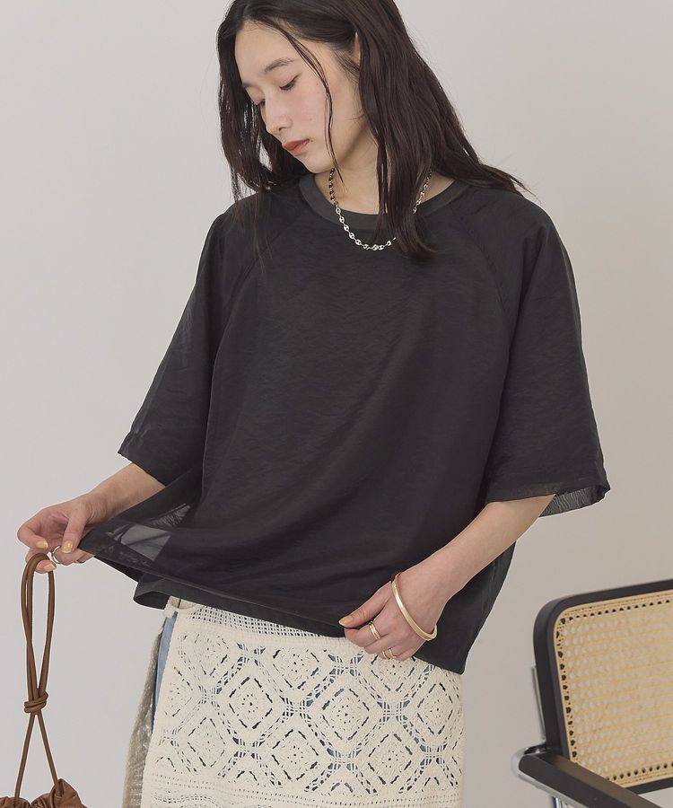 AMERICAN HOLIC「【接触冷感】シアーレイヤードプルオーバー」|Tシャツ・カットソー|Charcoal Gray