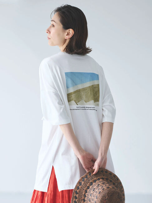 Green Parks「バックフォトプリント半袖チュニック」|チュニック|Off White