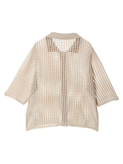 Green Parks「メッシュ編み襟付きカーディガン」|カーディガン|