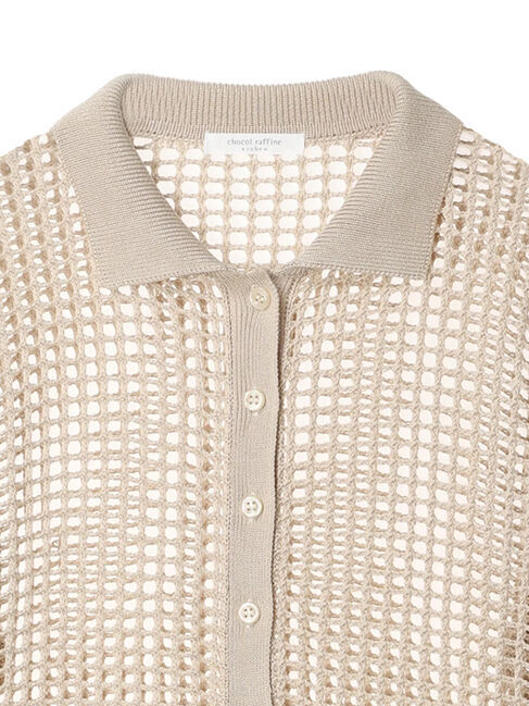 Green Parks「メッシュ編み襟付きカーディガン」|カーディガン|