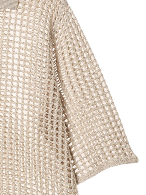 Green Parks「メッシュ編み襟付きカーディガン」|カーディガン|