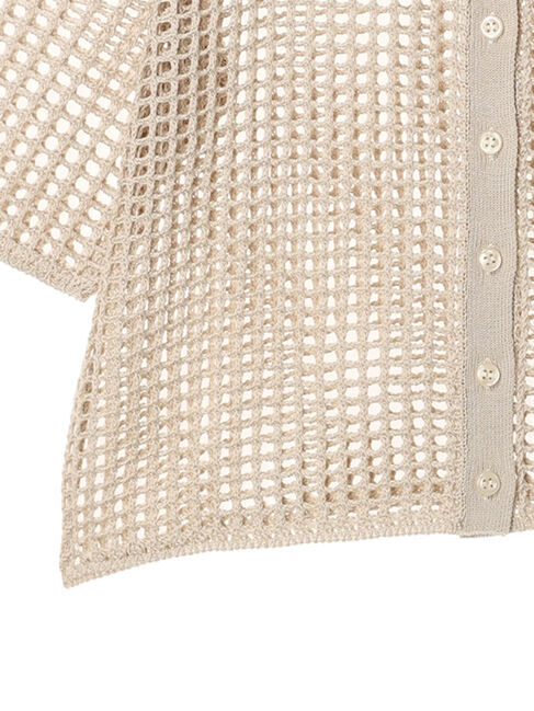 Green Parks「メッシュ編み襟付きカーディガン」|カーディガン|