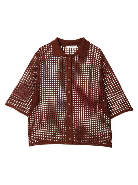 Green Parks「メッシュ編み襟付きカーディガン」|カーディガン|