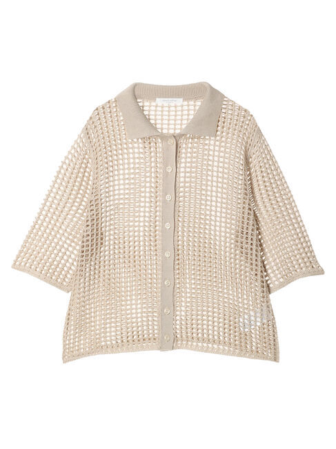 Green Parks「メッシュ編み襟付きカーディガン」|カーディガン|