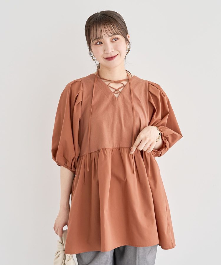 Green Parks「・ELENCARE DUE 2wayボリュームチュニック」|チュニック|Brown