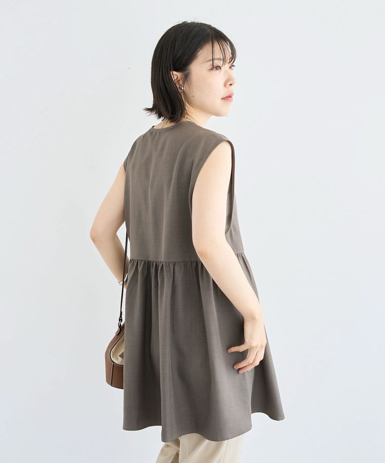 Green Parks「麻調ミディ丈ZIPベスト」|ベスト・ジレ|