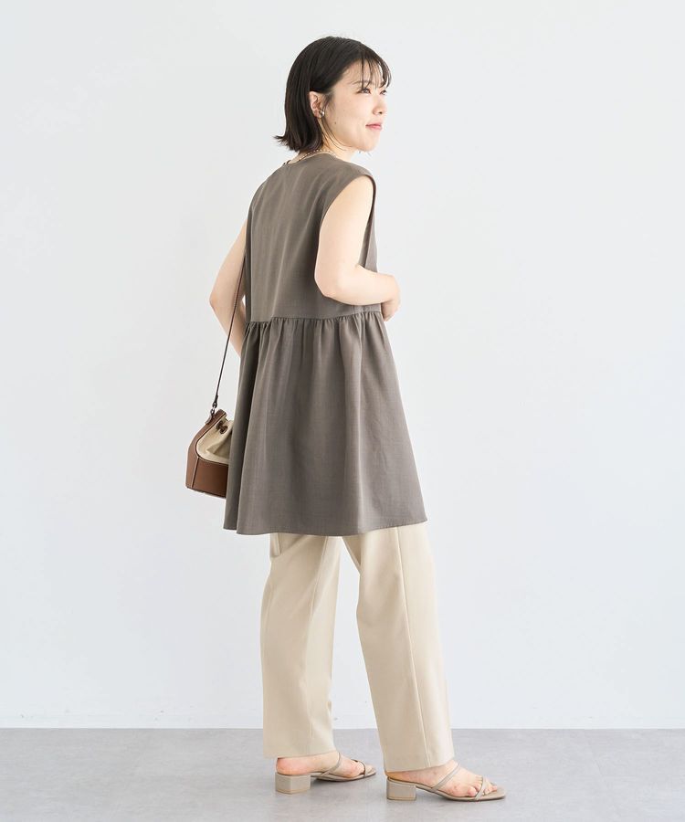 Green Parks「麻調ミディ丈ZIPベスト」|ベスト・ジレ|