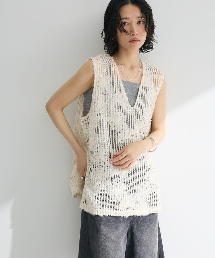 Green Parks「テープ刺繍レースベスト」|ベスト・ジレ|
