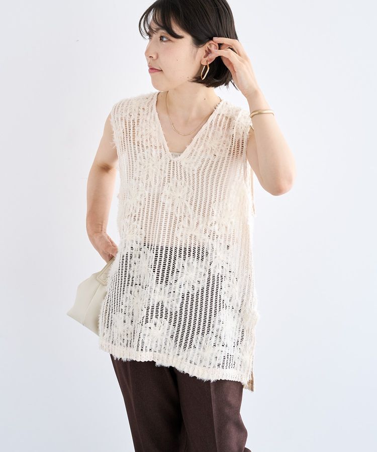 Green Parks「テープ刺繍レースベスト」|ベスト・ジレ|