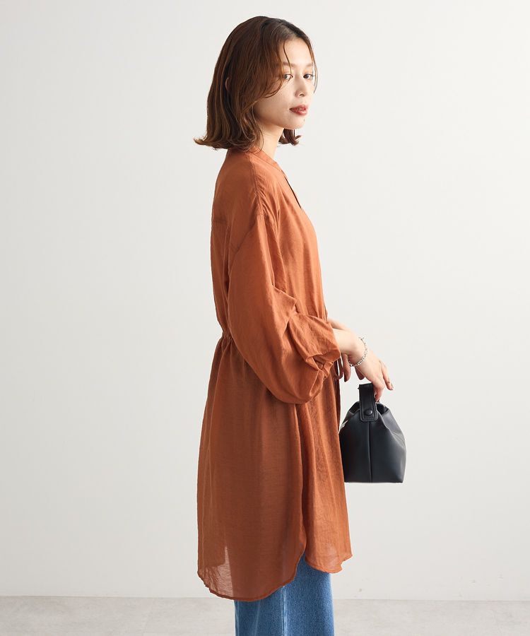Green Parks「バンドカラー比翼タック袖チュニック」|チュニック|