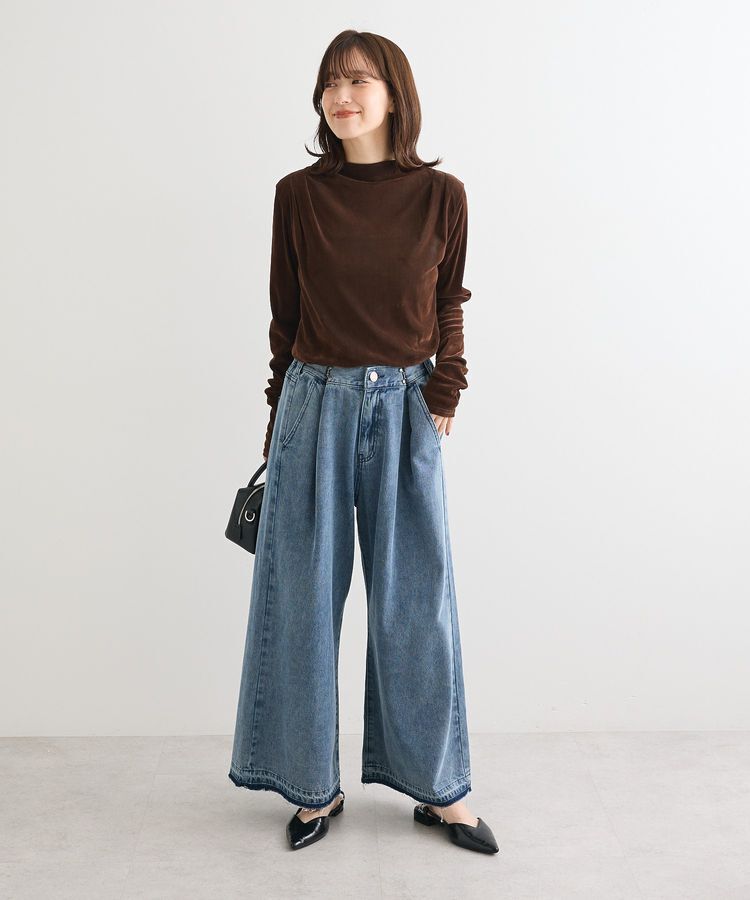 Green Parks「タックワイドデニムパンツ」|デニム|