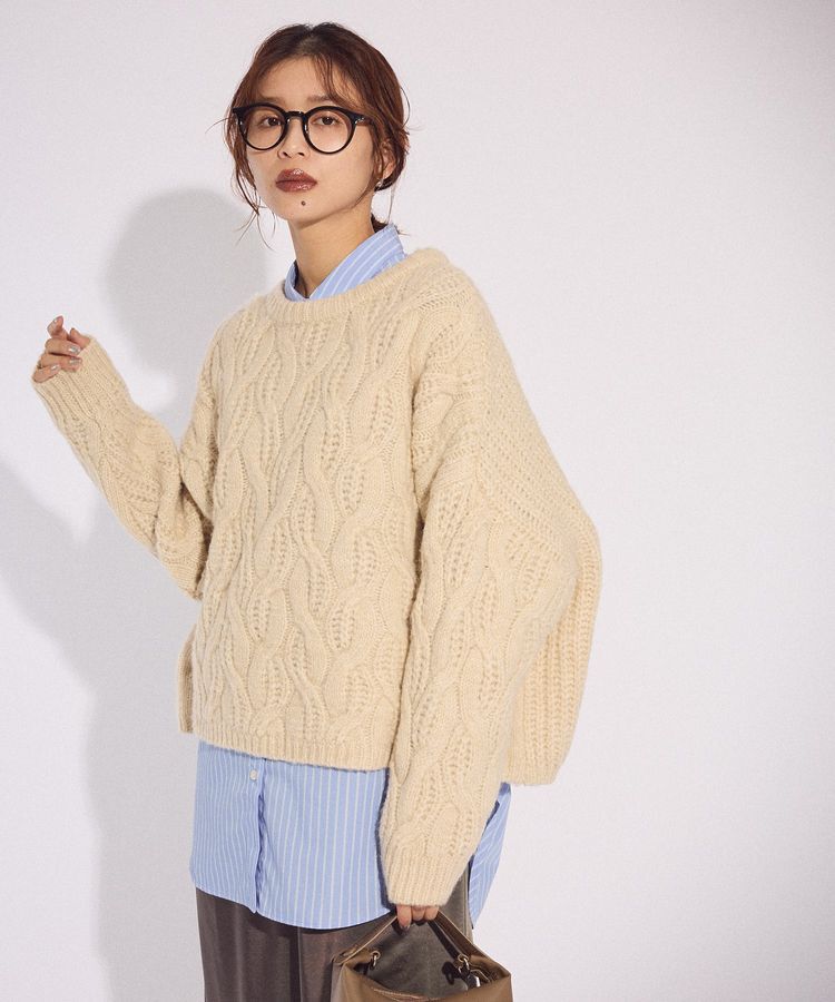 Green Parks「ふわふわケーブルニットプルオーバー」|ニット・セーター|