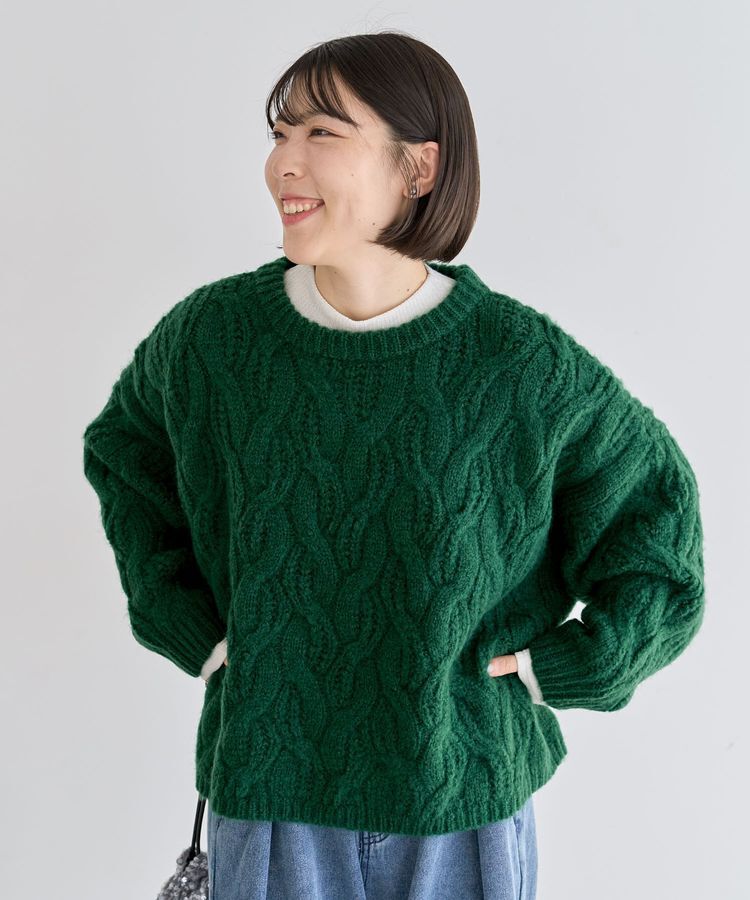 Green Parks「ふわふわケーブルニットプルオーバー」|ニット・セーター|