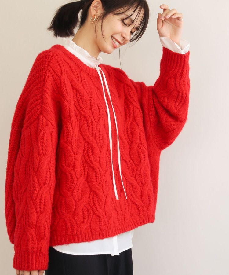 Green Parks「ふわふわケーブルニットプルオーバー」|ニット・セーター|