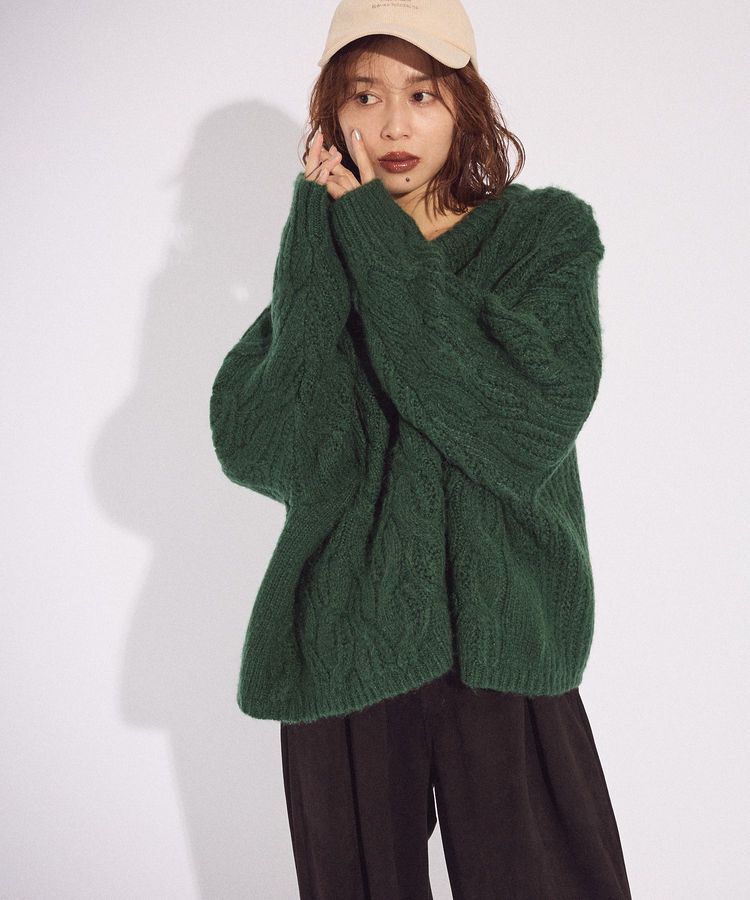 Green Parks「ふわふわケーブルニットプルオーバー」|ニット・セーター|